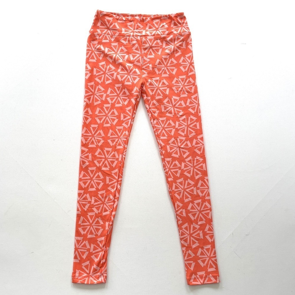 Lularoe Leggings Women's OS 2-12 Orange Triangle Geometric Yoga Gym Performance